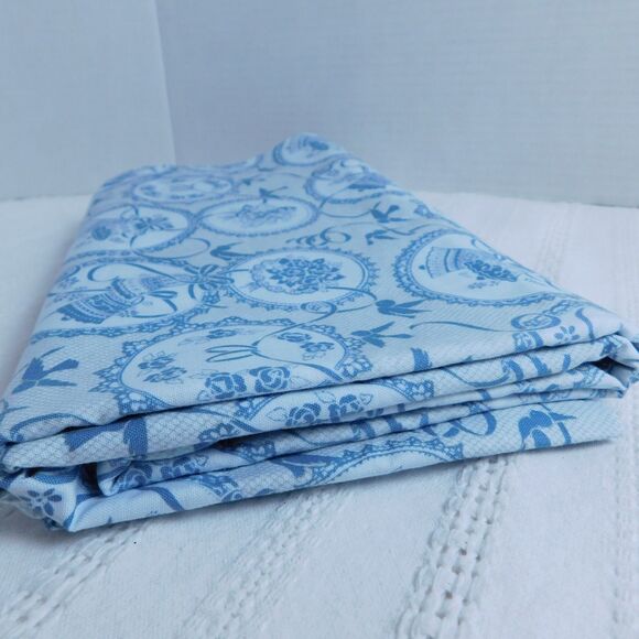 Wedding Free Spirit Fabric Blue-Gray Cotton Floral Rings Lilies Bells, 2+ Yd NEW - Picture 3 of 9